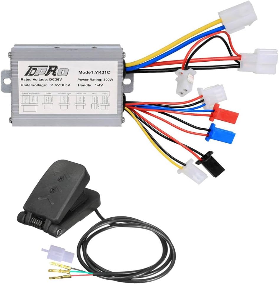 36V 500W Brush Electric E-Bike Motor Controller and Foot Pedal for Bicycle Quad ATV Scooter Tricycle Drift Trikes Go Kart