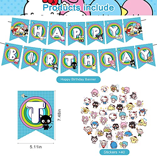 82 Pcs Kitty,Kawaii Theme Birthday Party Decorations,Party Supply Set For Kids With 1 Happy Birthday Banner Garland , 13 Cupcake Toppers,50 Stickers ,18 Balloons For Party Decorations #TOP1