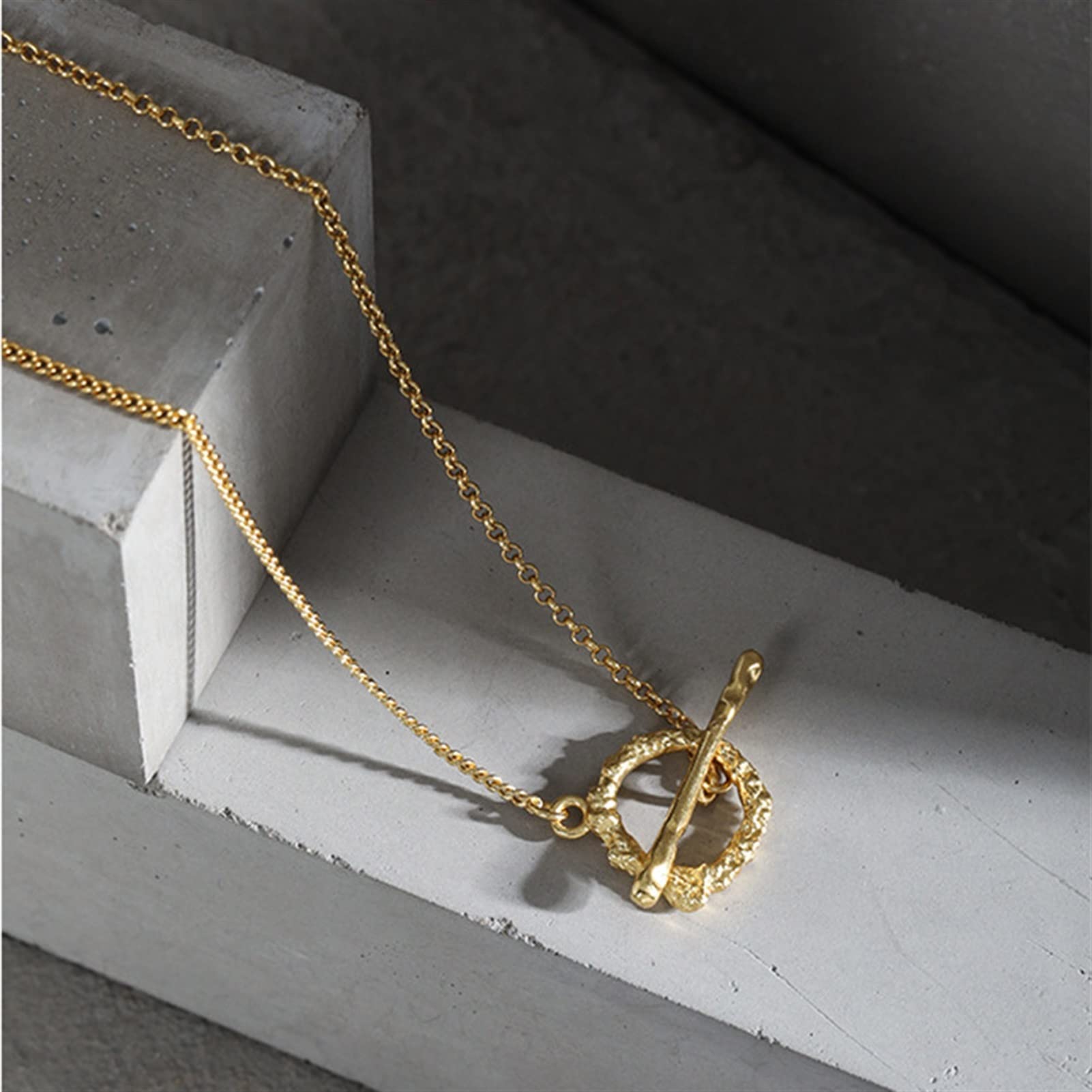 Collane Monili di Moda da Donna 925 Argento Semplice Catena Lunga Catena Collana Signore squisiti Gioielli for Feste di Moda Collana da Donna (Gem Color : Gold)