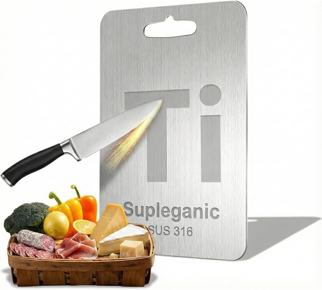 Titanium Cutting Board 100% Pure Titanium Cutting Boards For Kitchen XL Size, Food-Grade, Non-Slip Surface, for Meat, Vegetables and Fruits Professional Chef Board, Easy Clean Kitchen Board