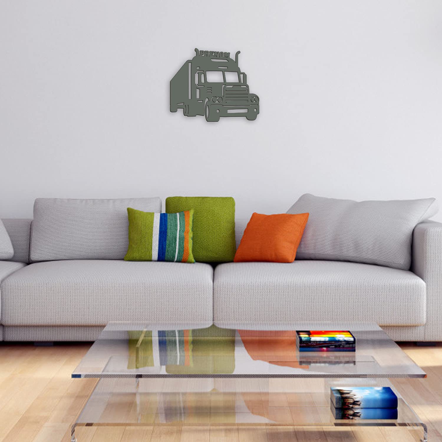 Lampe LED Murale Camion Personnalisée - Bois Gravé, Prénom, Veilleuse Enfant