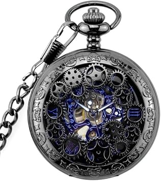 Wind-Up Mechanical Skeleton Shackle Clock with Valkyrie Box - Retro Design - Pocket Clock