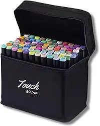 Estojo de Canetas Permanentes Touch, Marcador Ponta Dupla, Canetinhas para Colorir Desenhos, Lettering, Sketch (80)