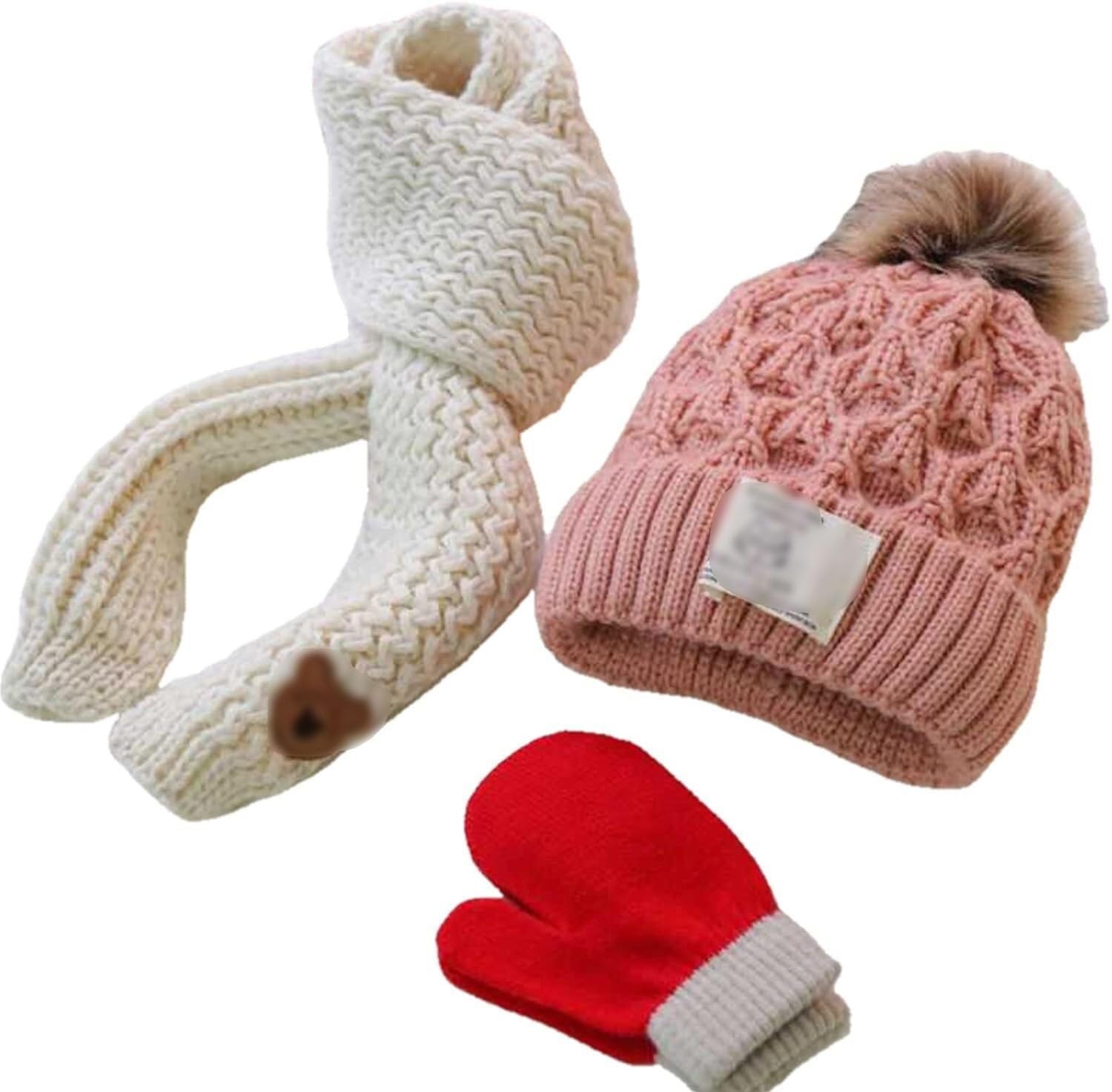 Classic Winter Hat,Thermal Hats,Winter Hats,Kids Hat Three-Piece Children's Hat Winter Baby Hat Boys and Girls Warm Knitted Woolen Hat Plus Velvet for Children Aged 1-8 (Color : C, Size : 4-8 Years