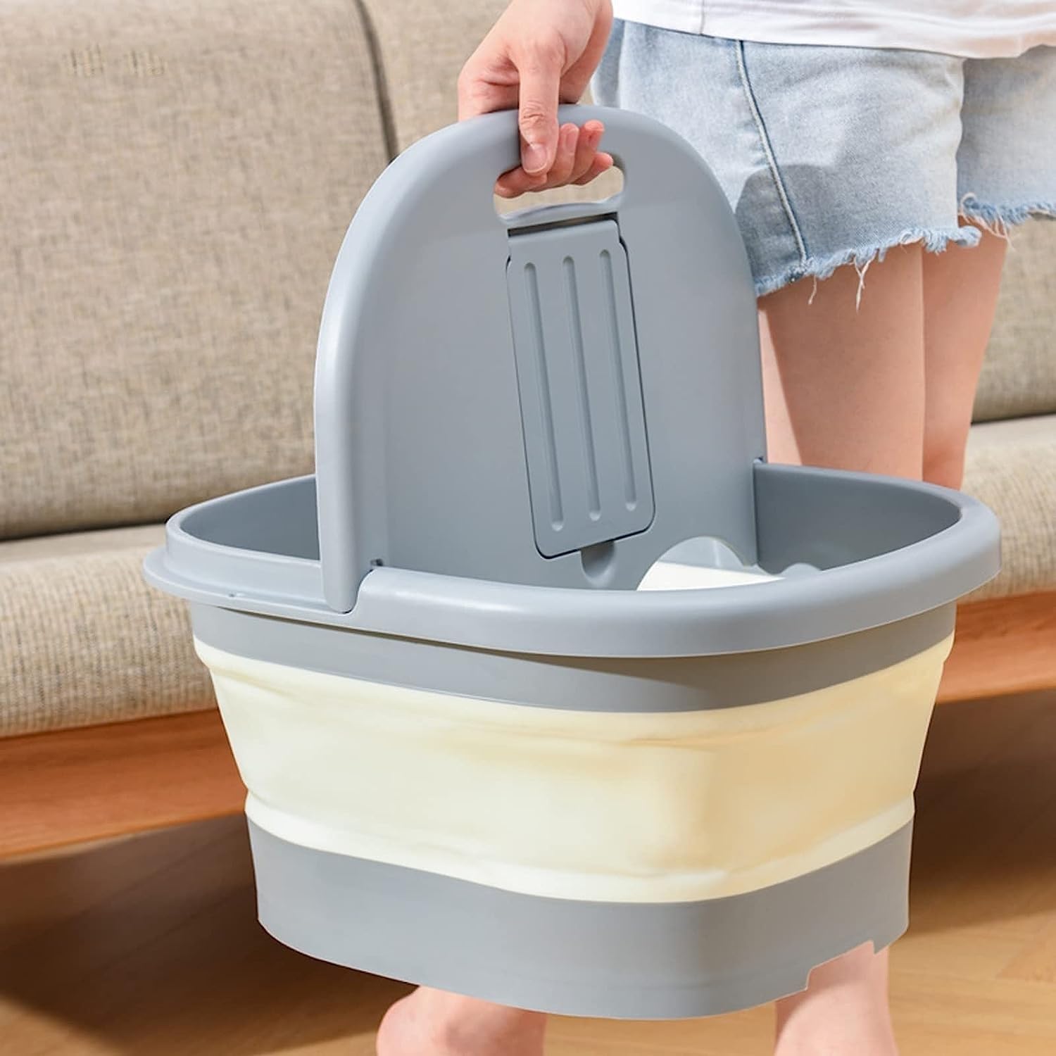 Faltbares Fußbad, Fußbadewanne, Fußspa, Fußbad mit Fußmassagegerät for Einschlafen, Fußbadewanne beruhigt und entspannt müde Füße, geeignet for die Spa-Pediküre zu Hause (Color : Green)