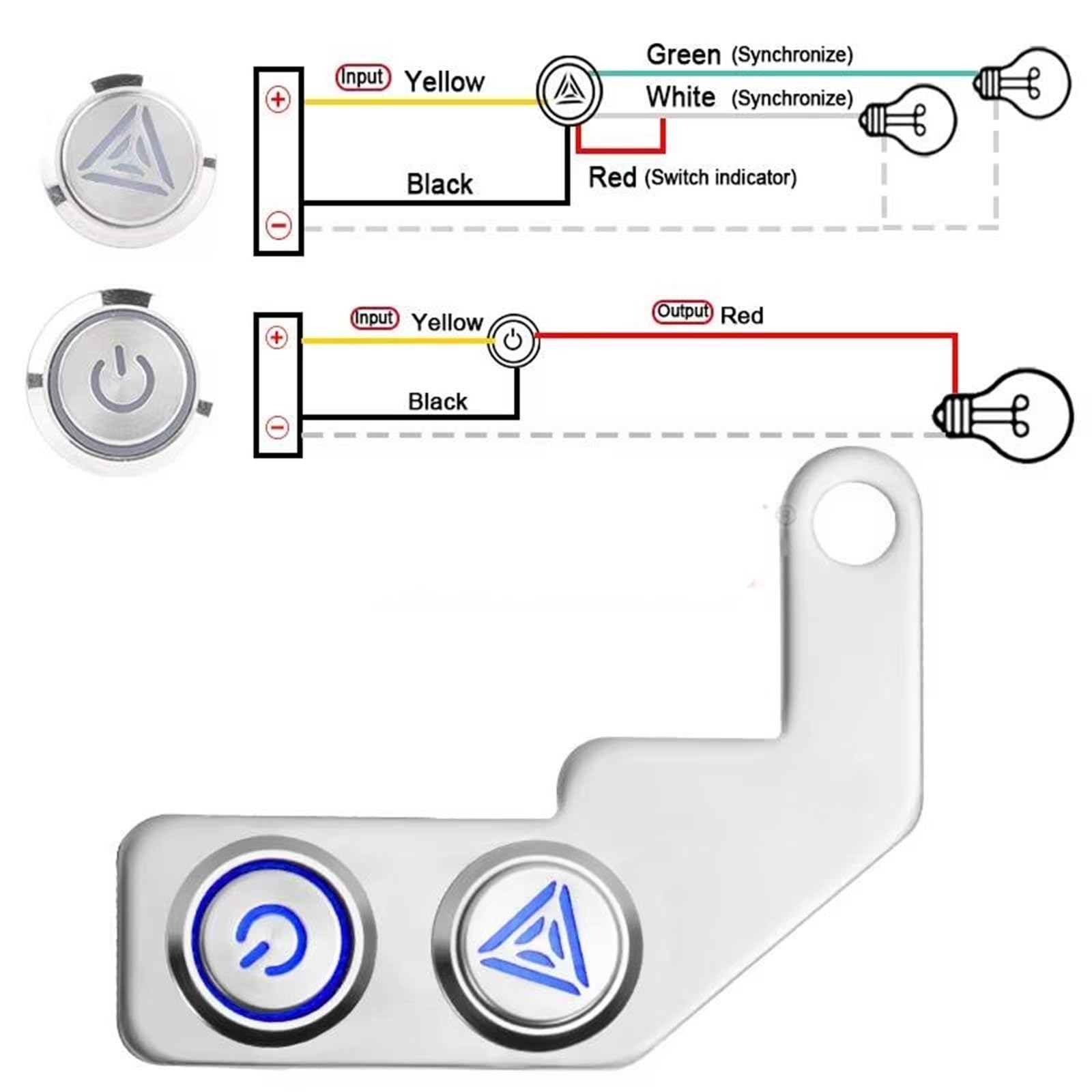 Interrupteur de klaxon de Moto 12 V, Interrupteur à Bouton Simple/Double en Acier Inoxydable, Interrupteur de rétroviseur pour Feux de détresse et Interrupteur de démarrage d'allumage pour Moto