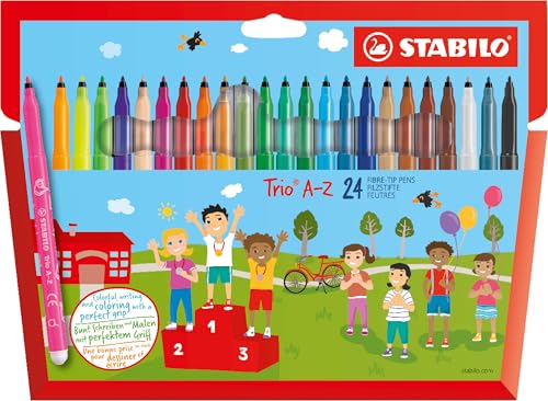 STABILO Rotulador con zona de sujeción triangular Trio A-Z - Estuche...