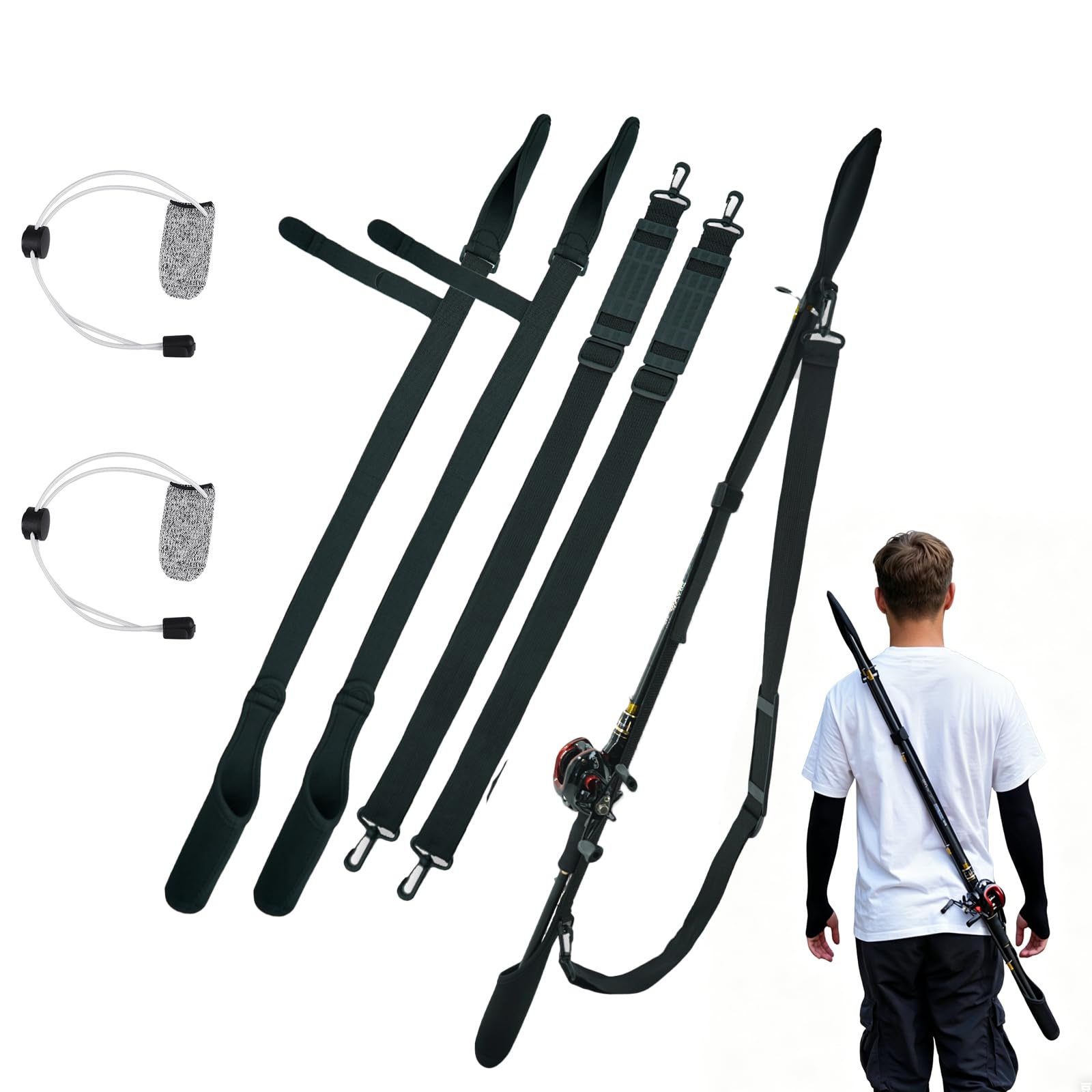 Funda protectora de caña de pescar de neopreno ajustable 80-130 cm con correa