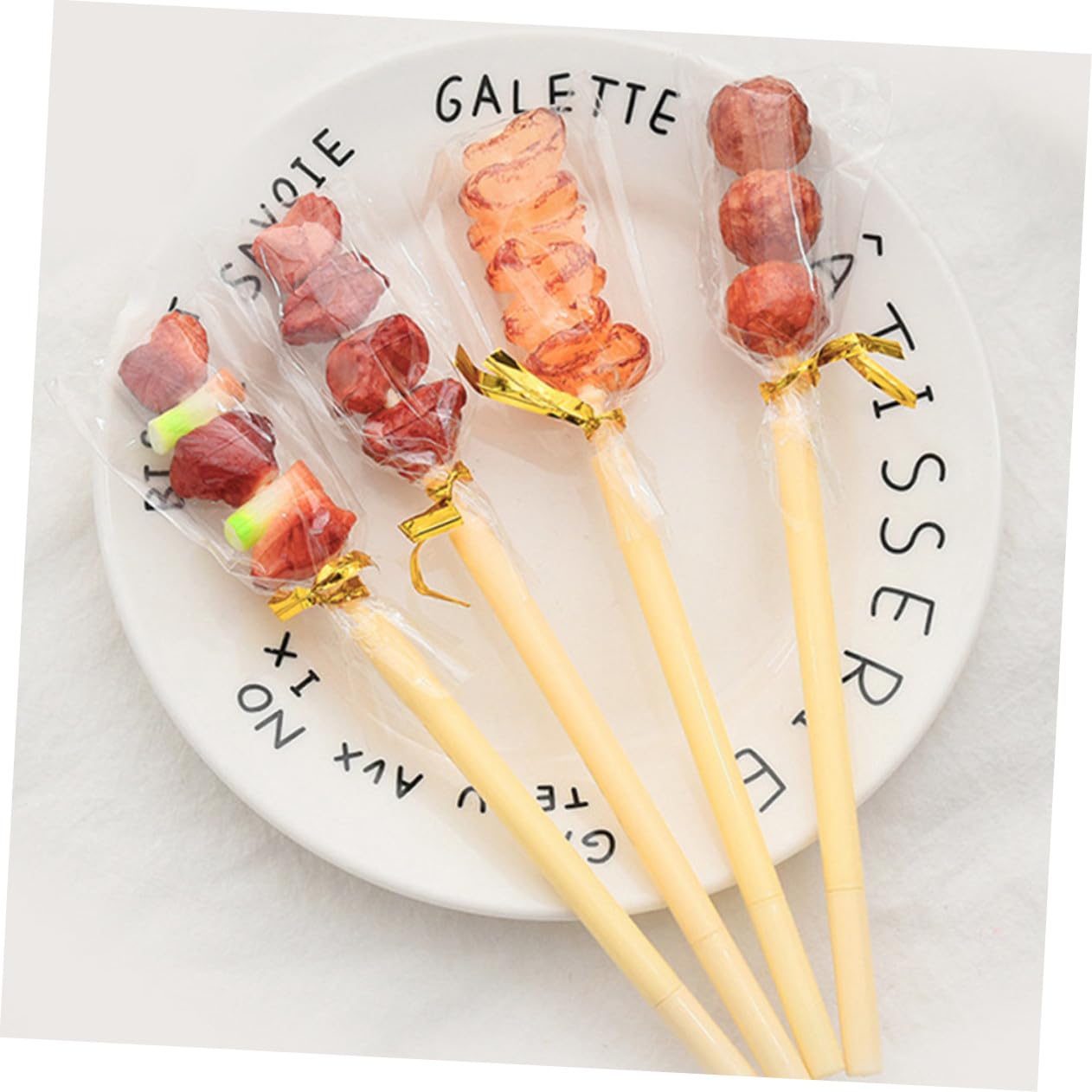 24 Pièces Stylo Bille Pointe Fine Créatif Forme de Brochette Stylos Fun et Élégants pour École et Bureau Fournitures de Papeterie Esthétiques