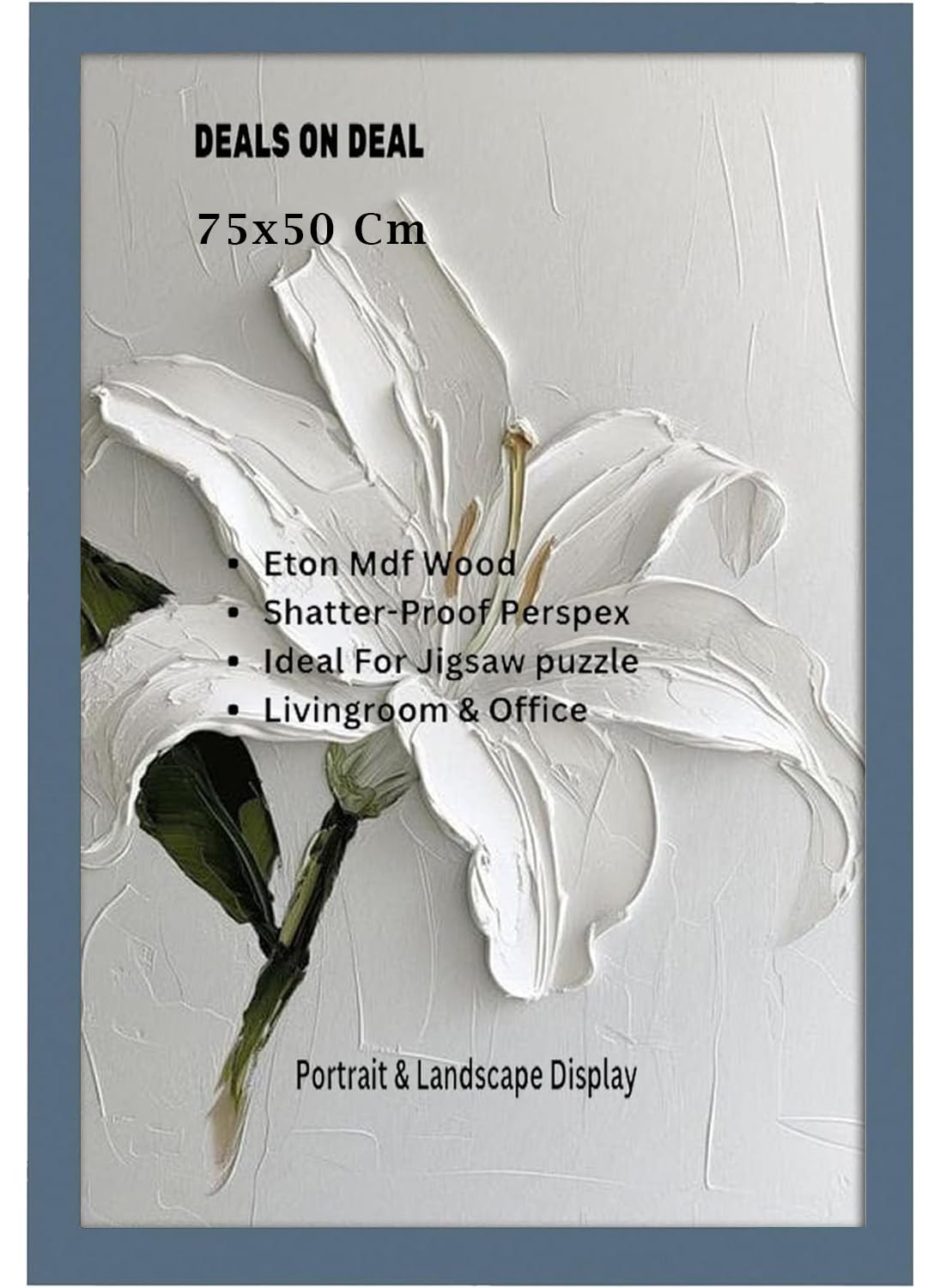 DEALS ON DEAL Modern Flat Profile Dark Grey 75x50 cm Handcrafted Shatter-Proof Perspex Eton Wooden for Gallery Jigsaw Puzzle Poster Frames Vertical & Horizontal