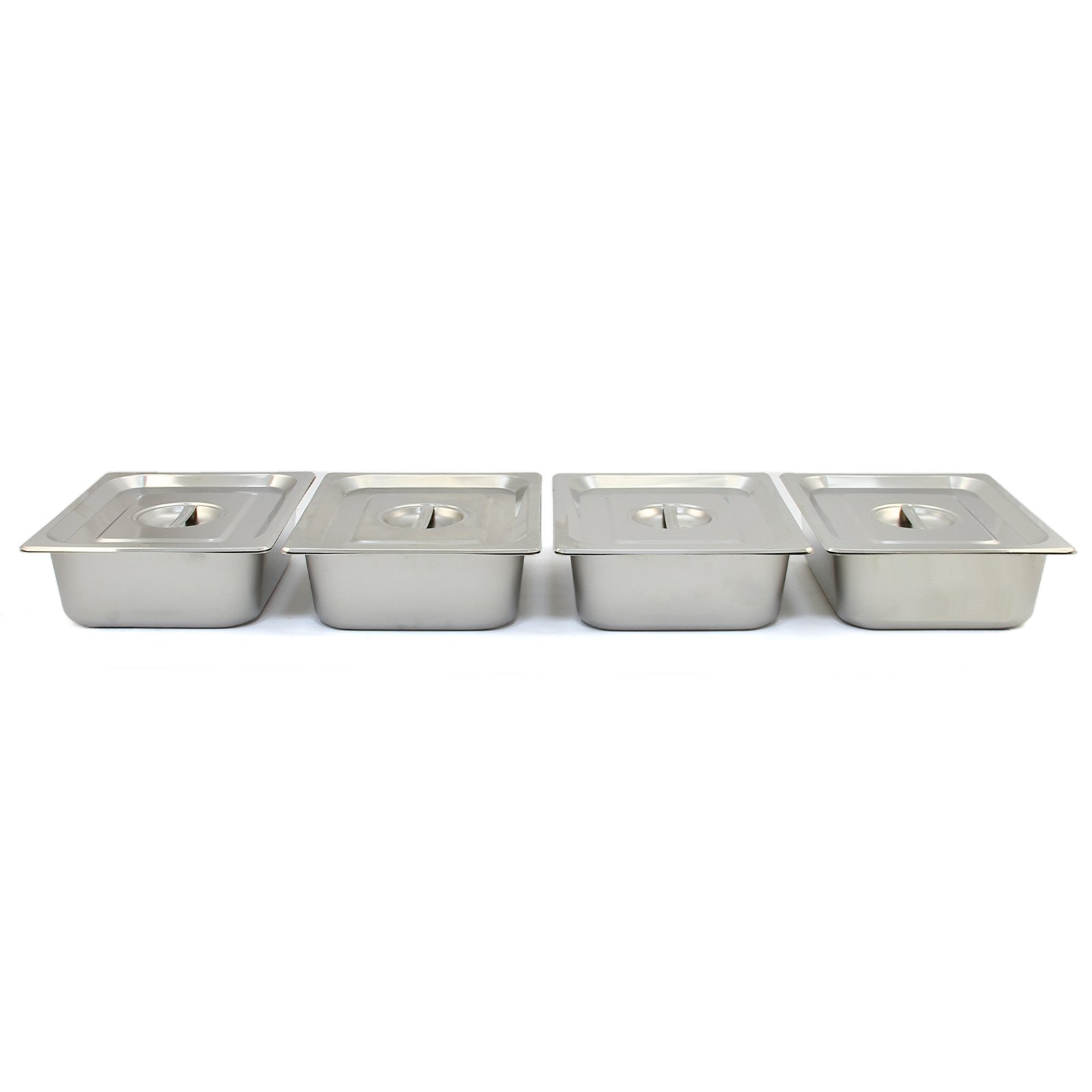 Vitrina Calienta Comida Eléctrica+4 Sártenes con Tapas de Acero Inoxidable (Capacidad 4 x 5.5L) Incluidas Calientaplatos Servidor Buffet Comida Caliente 2 Años Garantía para Cocinas Restaurantes Bares