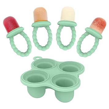 Silicone Baby Popsicle Molds, Mini Teething Relief for Infants | BPA-Free Silicone, Dishwasher Safe, For Breastmilk & Yogurt Freezer Pops, Easy-Grip, For Baby-Led Weaning, 4+ Months