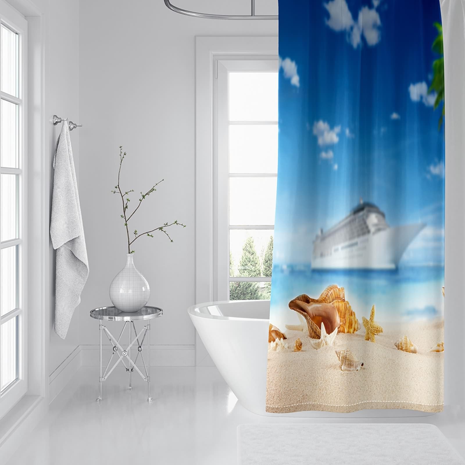 Sunlit Duschvorhang Mit Meeresschildkröten – Nautisches Design, 183x183 Cm, Wasserabweisend
