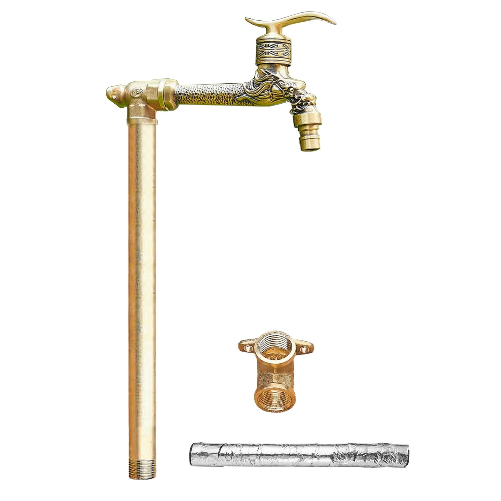 WOTZOV Outdoor Vertical Garden Water Column, 24In Antifreeze Water Dispenser With Brass Faucet, Cylindrical Hydrant For Garden Irrigation - Durable Gold Finish，Gold 80cm/31in