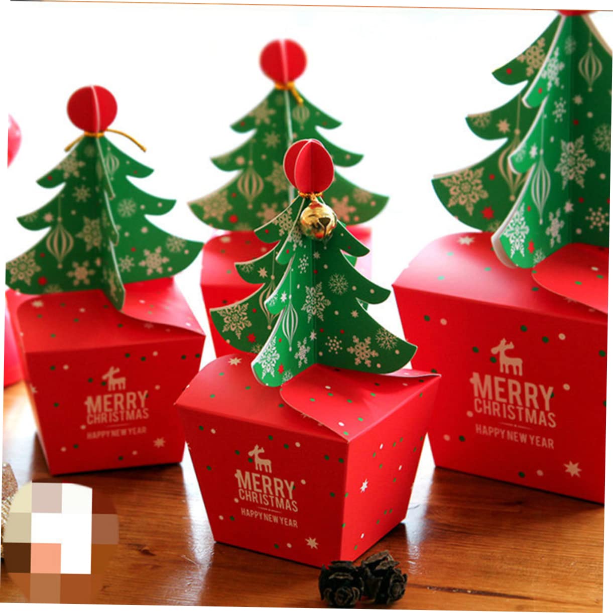 KOMBIUDA 3 Juegos de Cajas de Dulces Navideñas Resistentes Soportes de Papel para Envolver Y Decoraciones de Fiesta Unidades X 3