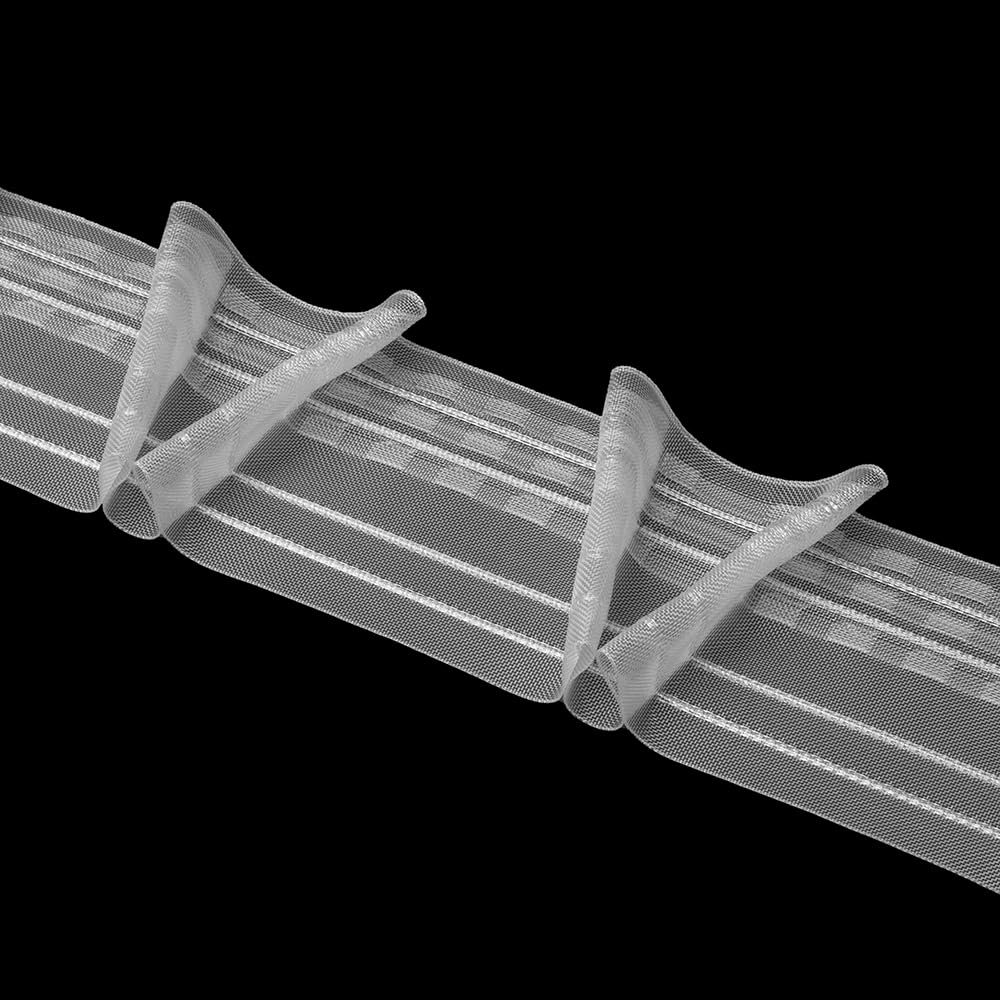 Oz-Is Dar Tekstil Gardinenband 50 Meter V-Falte 80 mm 1:2.0 100% Polyester Transparent Faltenband zum Annähen für Vorhänge und Gardinen 4377MP