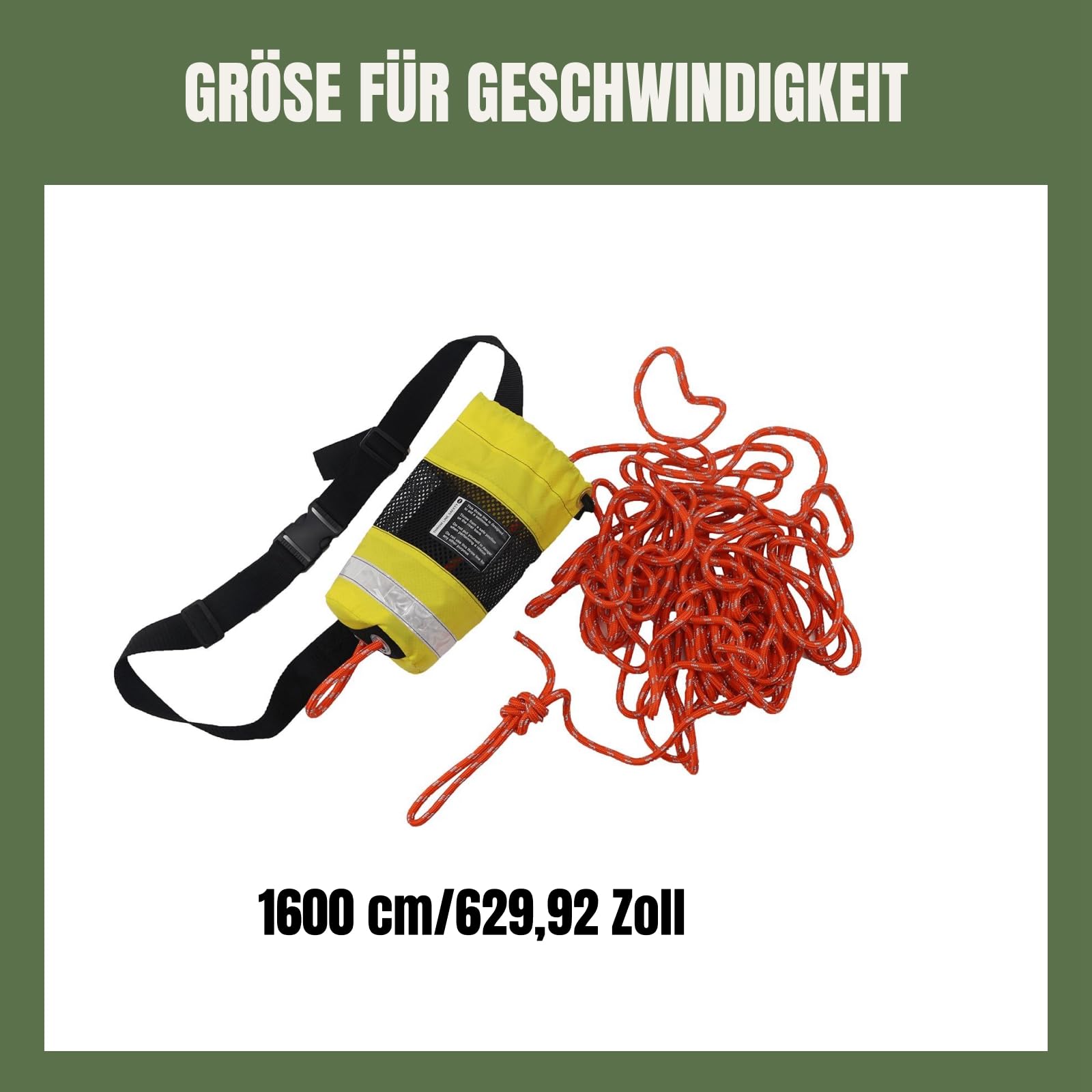 Wurfsack, schwimmendes Seil, gut, werfbare Schwimmvorrichtung, 16 m Ausrüstung für Kajak, Schwimmen, Segeln, Rafting, Outdoor-Zubehör