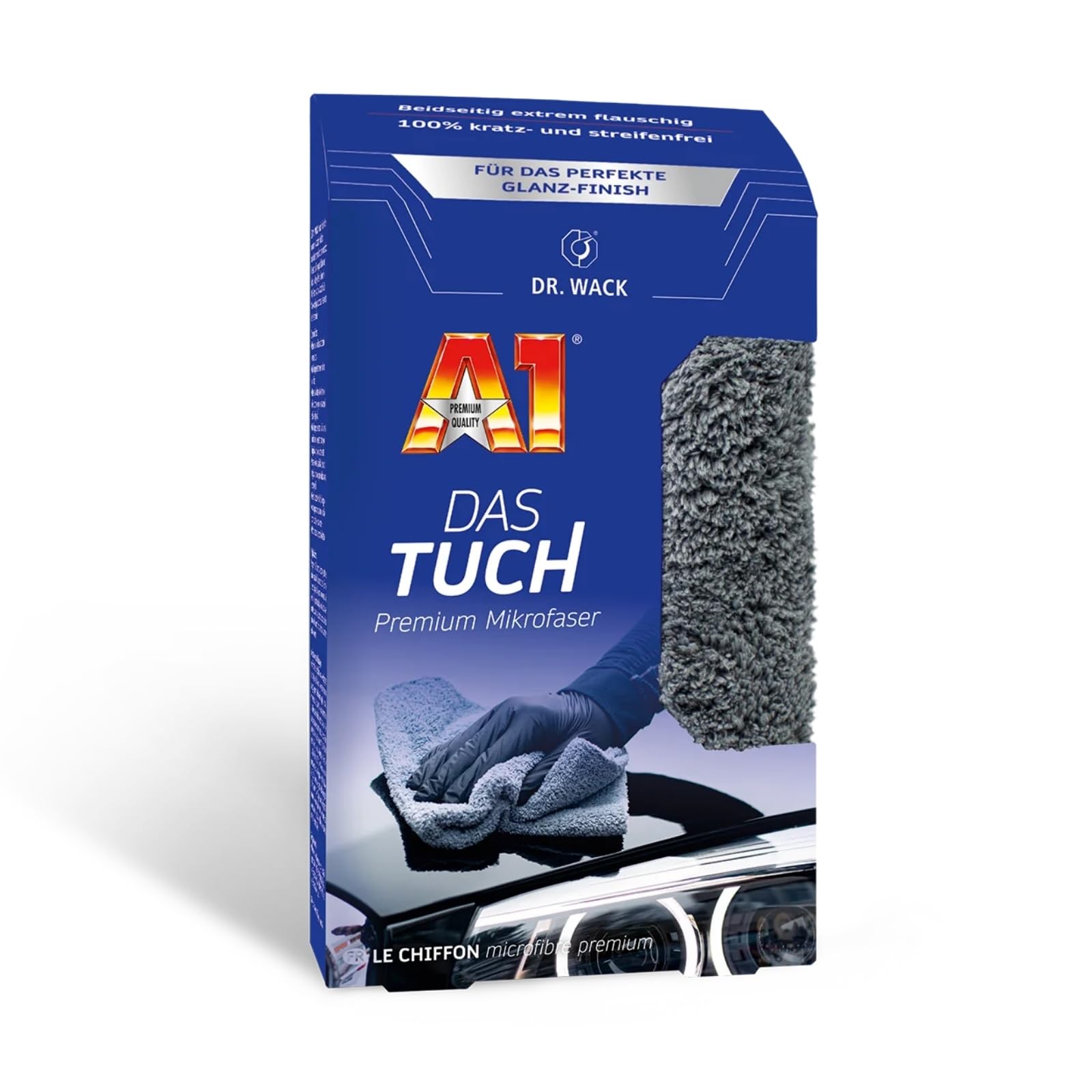 Dr. Wack DAS Tuch Mikrofasertuch 40 x 40 cm - extrem weiches & saugstarkes Reinigungstuch für Auto - 100% fusselfreies Poliertuch - kratzfreie & schonende Autoreinigung - Hochwertige Autopflege