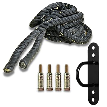 FIRE FITNESS home gym equipmnt Battle Rope for men and women for Out Weighted Workout Rope Exercise at home for Crossfit Gym & Fitness Exercises with d anchour set home increasing muscle and stamina