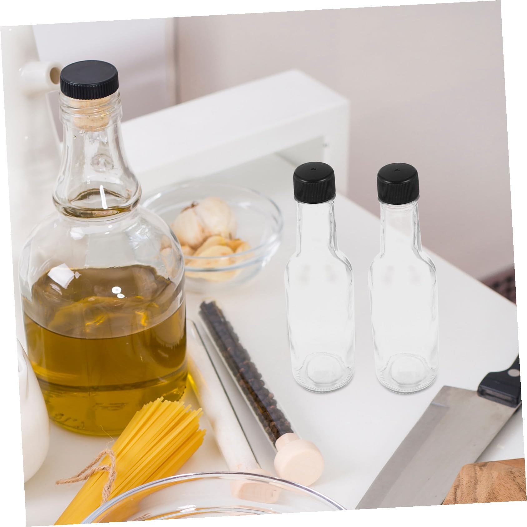 LIFKOME 6 pezzi Bottiglie in Vetro per Salse e Condimenti con Chiusura Contenitori per Salsa di Soia Ketchup Sciroppo e Dressing Insalata per Cucina Picnic e Ristorazione