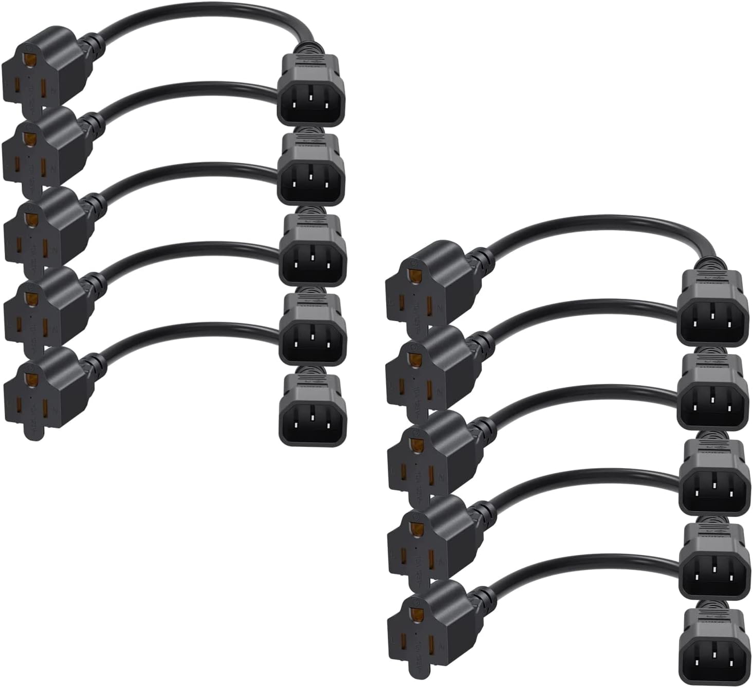 CableCreation [10-Pack] 1 Foot 18AWG Standard Computer Power Adapter Cord NEMA 5-15R Receptacle to IEC320 C14, 0.3M/Black