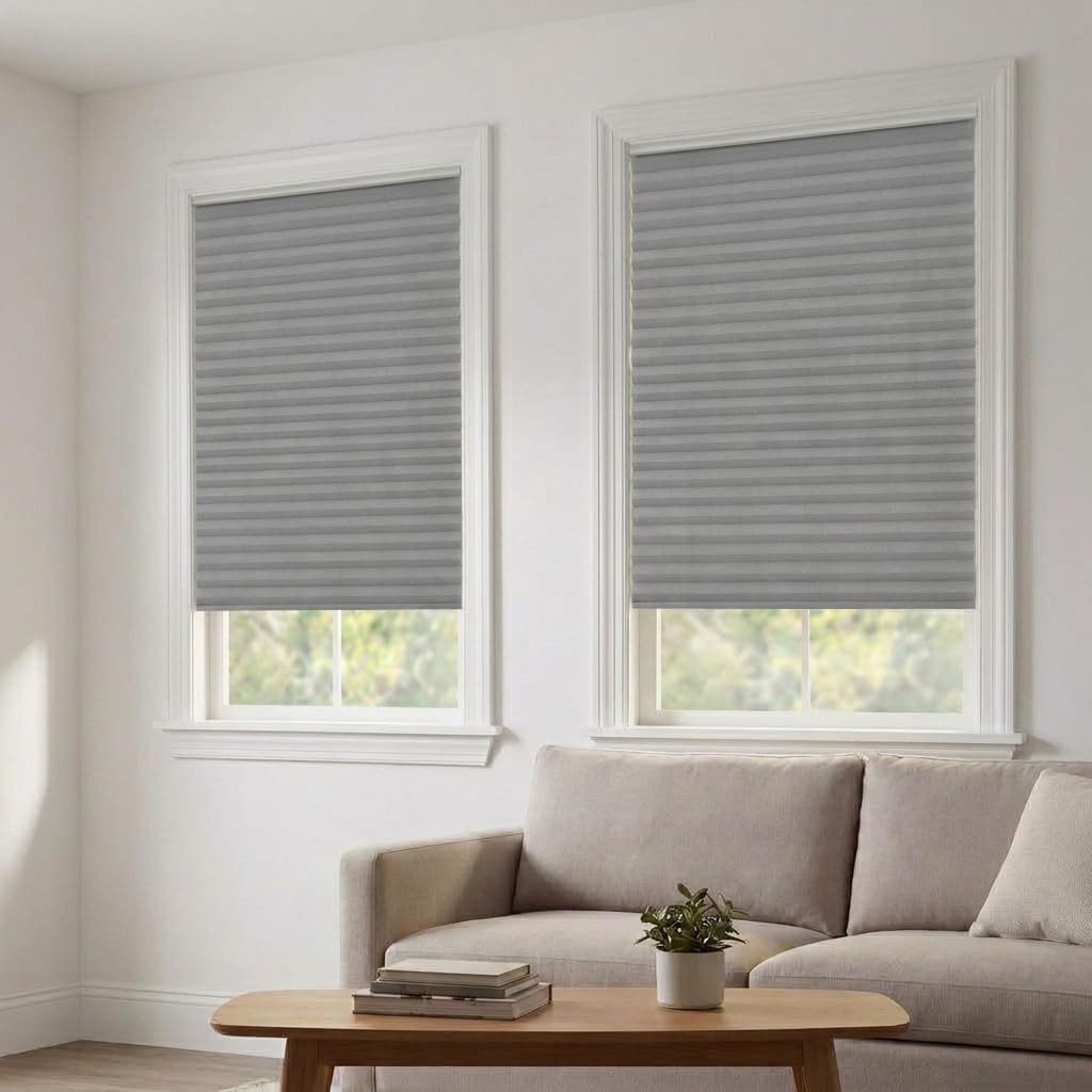 Cordless Cellular Honeycomb Shade, 21 to 72 Wide x 24 to 72 High, Pewter, Light Filtering