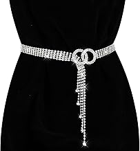 Rhinestone Waist Belt for Women, Crystal Waist Chain Belt, Adjustable Diamond O Ring Waist Belt for Jeans Dresses, Splitter