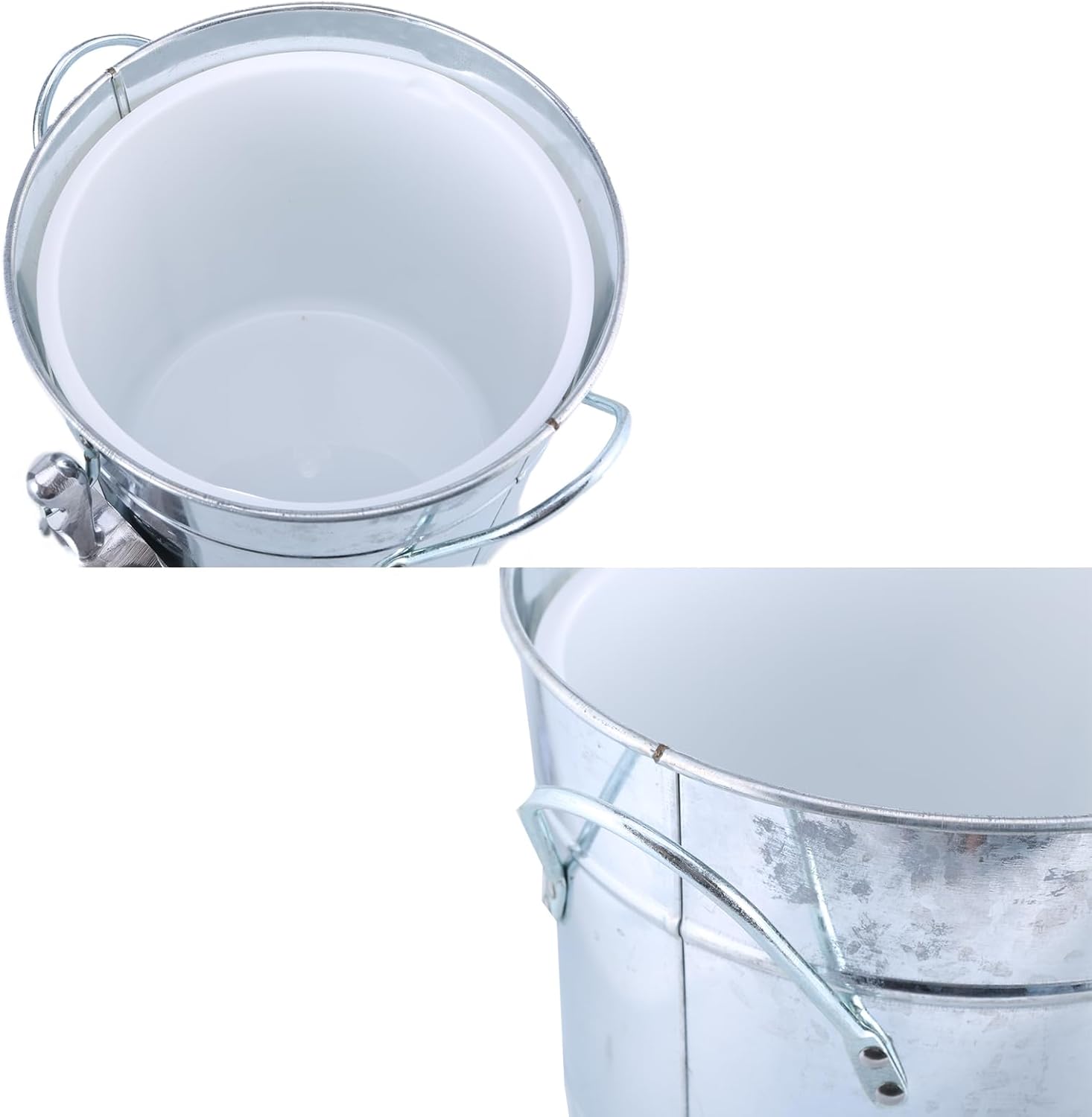 Metal Round Champagnes Bucket Double Handle Ice Bucket with Shovel and Lid Beverage Tub Drink Coolers Wine Supplies Double Handle