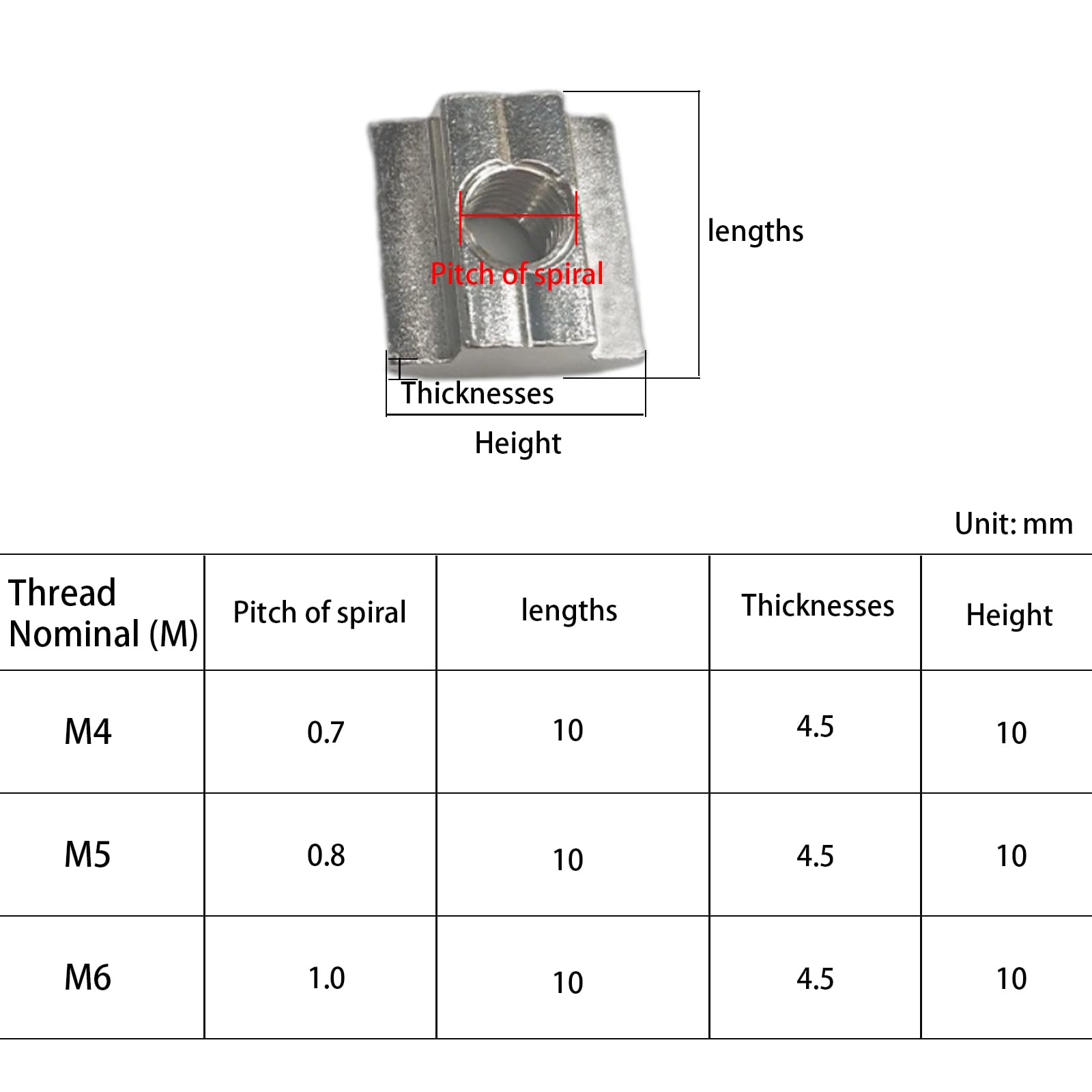 Leliafleury 50Pcs T Slot Nuts Carbon Steel Tee Nuts Sliding T Nuts for Aluminum Profile Woodworking (EU20-M5) - Image 4