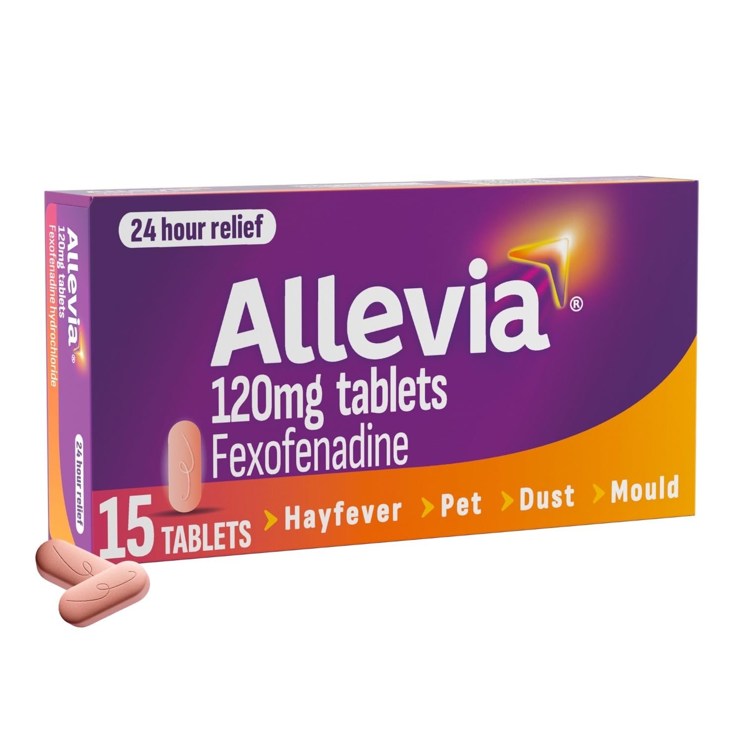Allevia Hayfever Allergy Tablets 120mg Fexofenadine Antihistamine, 15 cts