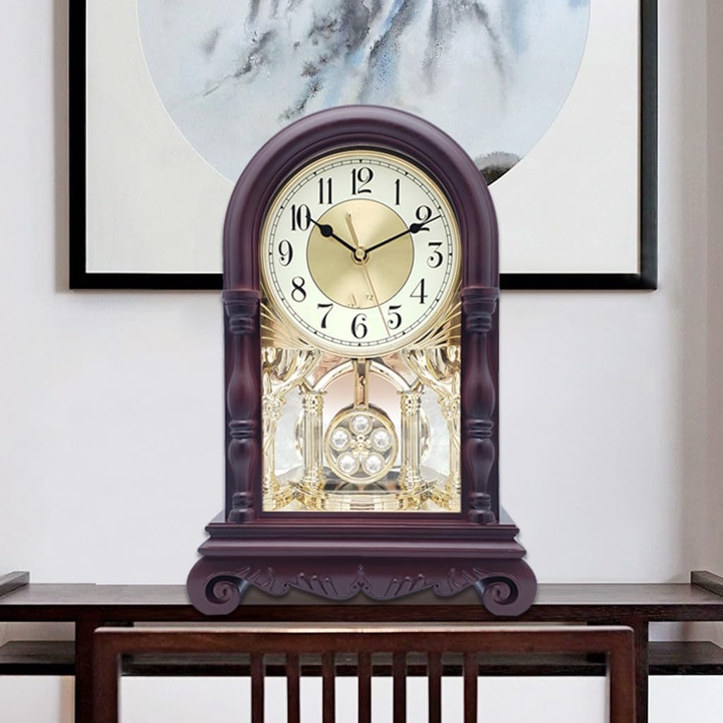 Block Clock Table European Vintage Living Room Silent Bedroom Old-Fashioned Pendulum