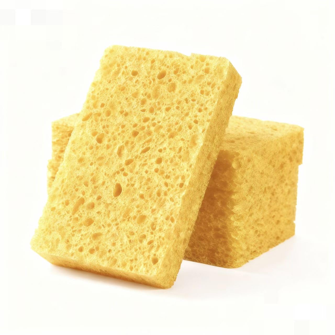 【100%天然植物繊維スポンジ】スポンジ 4個セット プラスチック粒子ない キッチンスポンジ 6ヶ月使用可能 個包装 食器洗い お風呂 レンジ周り 用途いろいろ 驚きの水切れ＆泡立ち 丈夫で長持ち 台所用品 キッチン用品 (ゴールド)