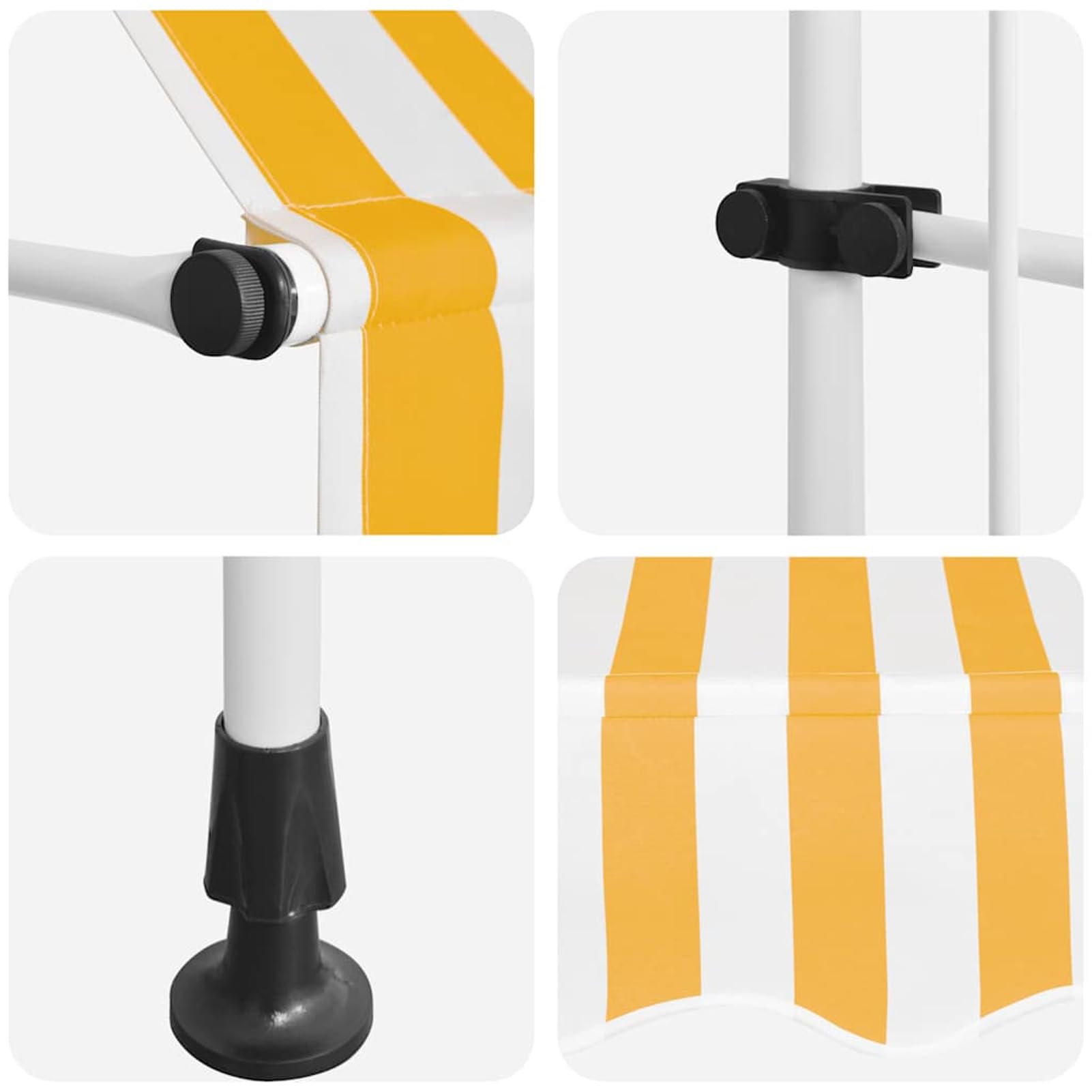 Wysuwana markiza balkonowa, obsługiwana ręcznie, 200 cm, pomarańczowo-białe paski, bez wiercenia, z korbą ręczną, aluminiowa markiza odporna na promieniowanie UV, regulacja wysokości i
