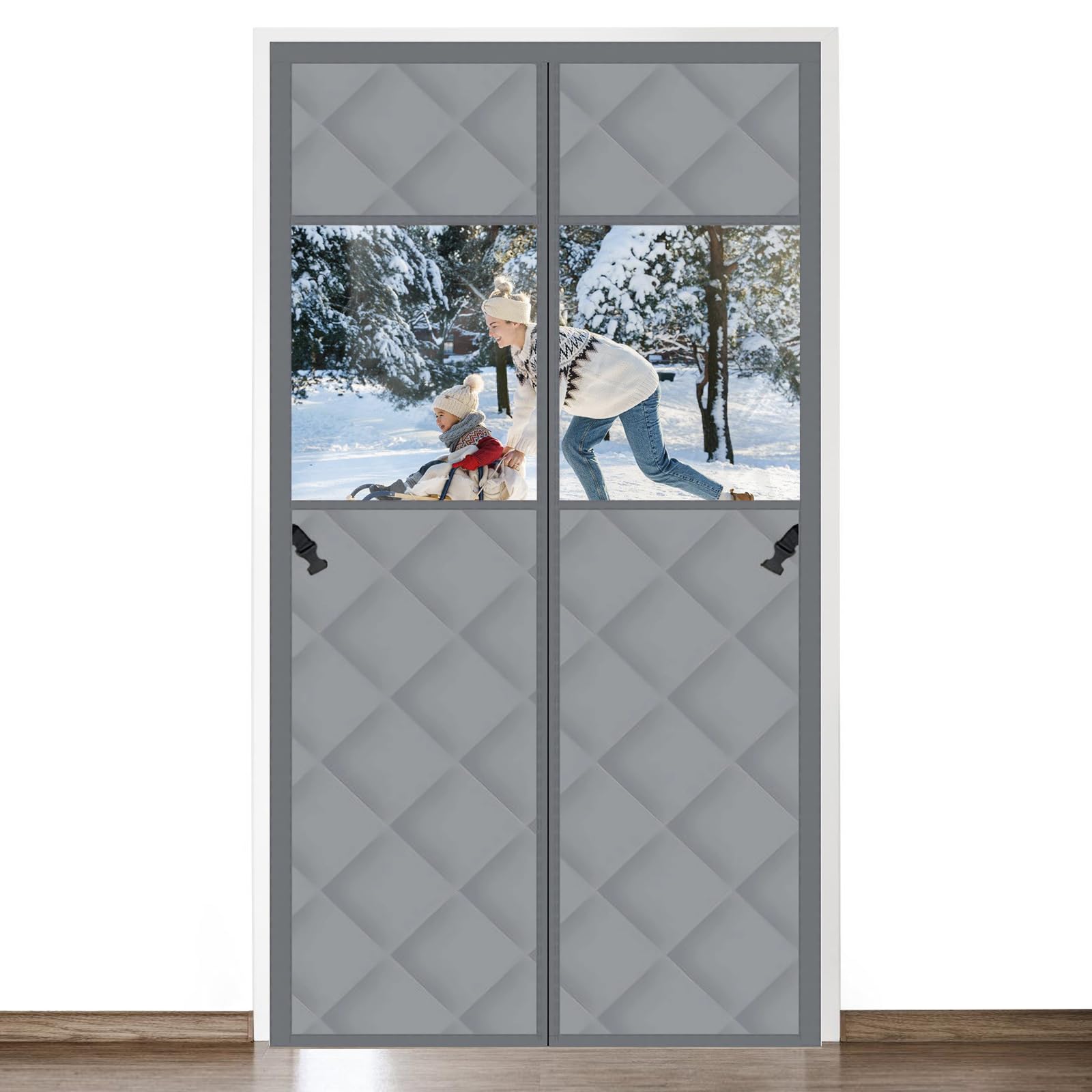 SUNOYA Tenda termica magnetica, protezione dal freddo, per porta, 90 x 210 cm, protezione dal freddo, per porta, inverno, isolante, antivento, impermeabile, con finestra trasparente