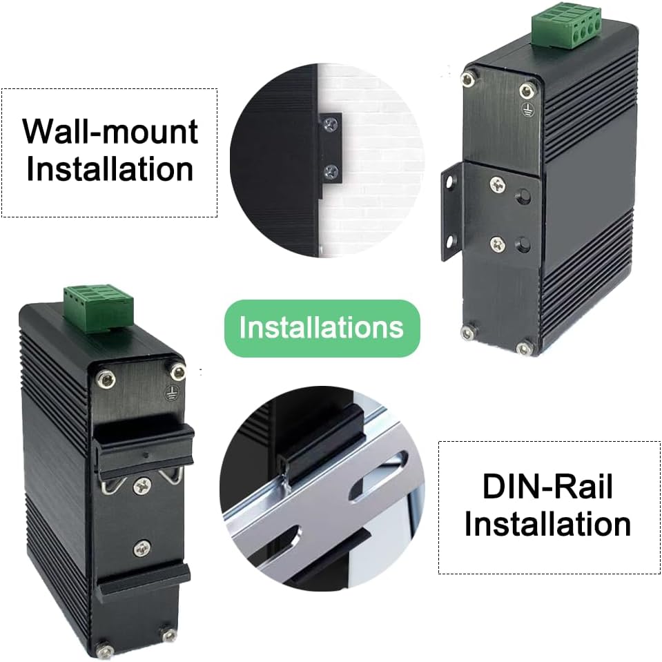 EOC Converter, Ethernet Over Coaxial Extender up to 1200m with DIN-Rail Mount - Reuse Existing Coax Cable for IP Cameras & CCTV, 10/100Mbps, PoE Powered, Plug & Play, a Pair