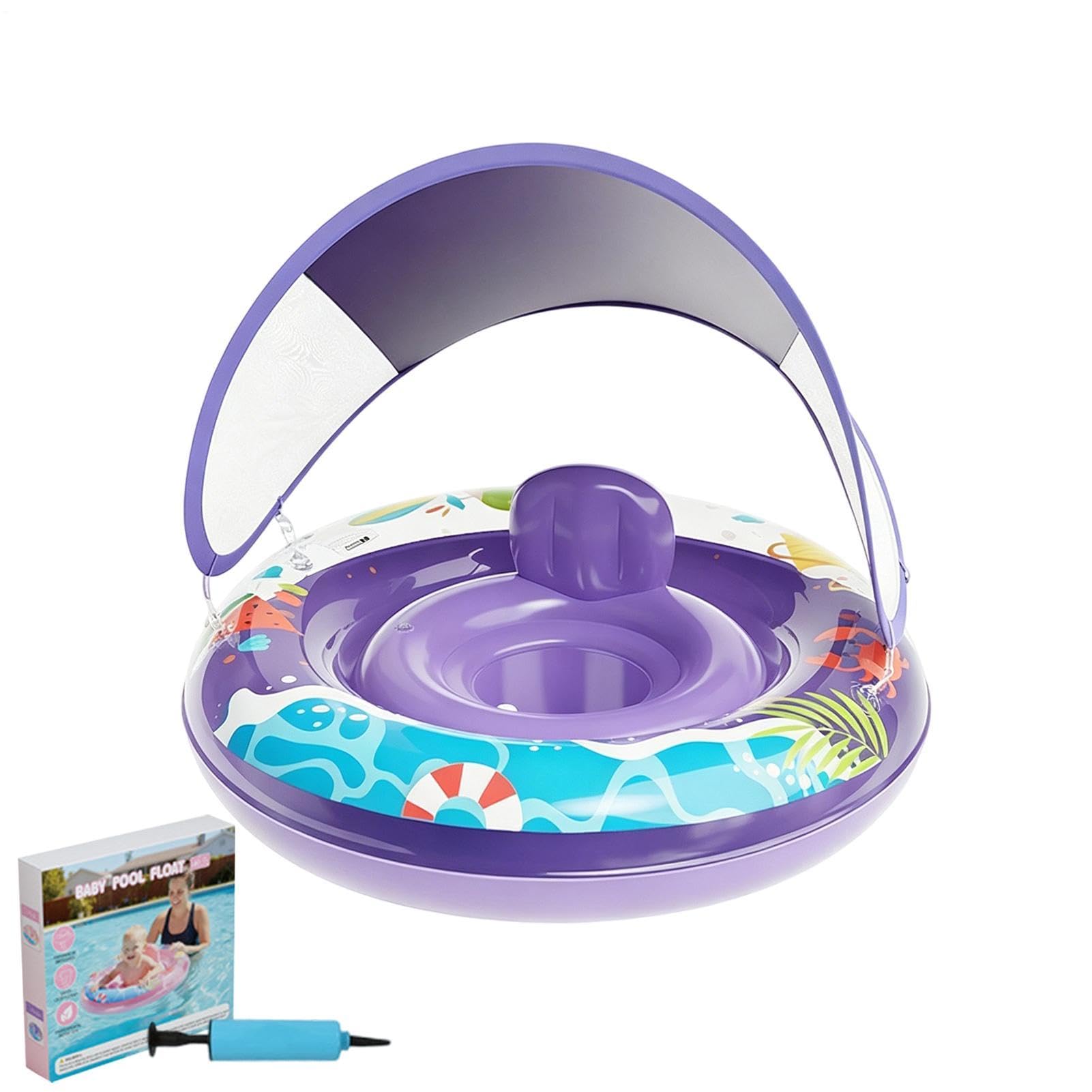Flotador infantil con dosel, anillo de natación transpirable y ajustable - boyas de natación para | para playa río fiesta de verano y actividades de juego al aire libre interior