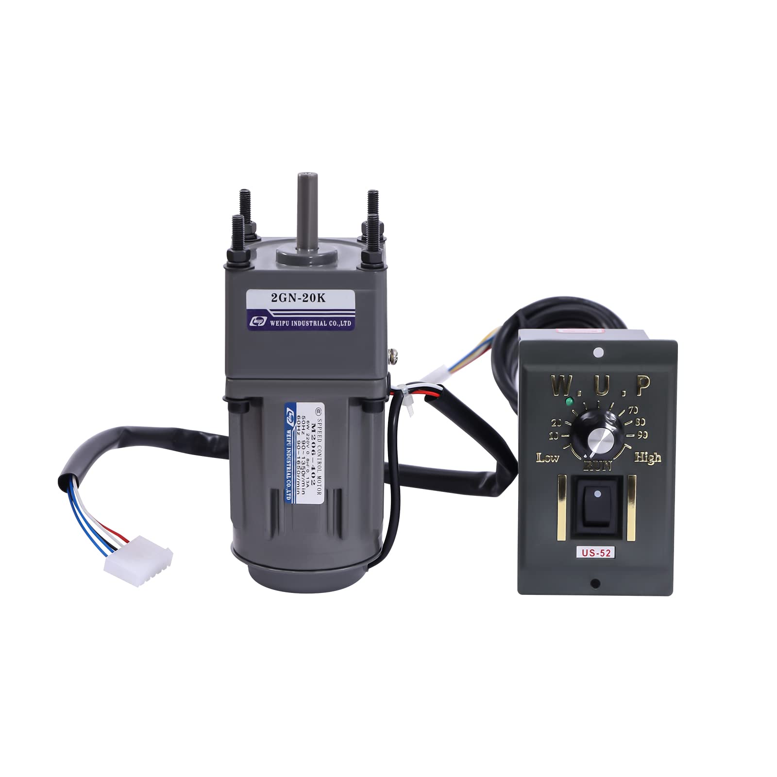 Getriebemotor 230V 6W mit Drehzahlregler, Stufenlos Einstellbar 0-68 U/min, Schneckengetriebe Motor, Hoher Drehmoment Elektromotor Leiser AC-Motor für Industrie und Automatisierungstechnik