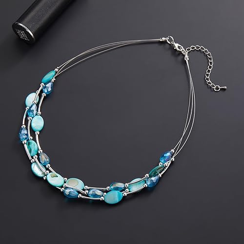 Miniatura 5 de Collar a capas con cristal para mujer, gargantilla con cadena de plata gruesa, regalo de cumpleaños para mujer