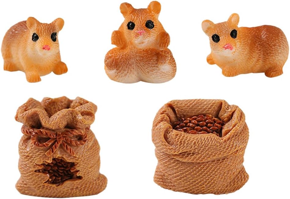 SUPVOX Mini Rat Figurine Set, 5 Resin Mouse Ornaments for Bonsai and Garden Decor, Realistic Mouse Miniatures for Birthday Cake Decoration and Planter Accents