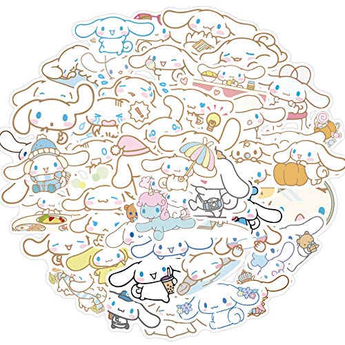 50 pegatinas Cinnamoroll BabyCinnamoroll para coche, portátil, teléfono, guitarra, monopatín, moto, bicicleta, anime, pegatinas de vinilo, resistentes al agua, para adolescentes, niños y adultos Cover