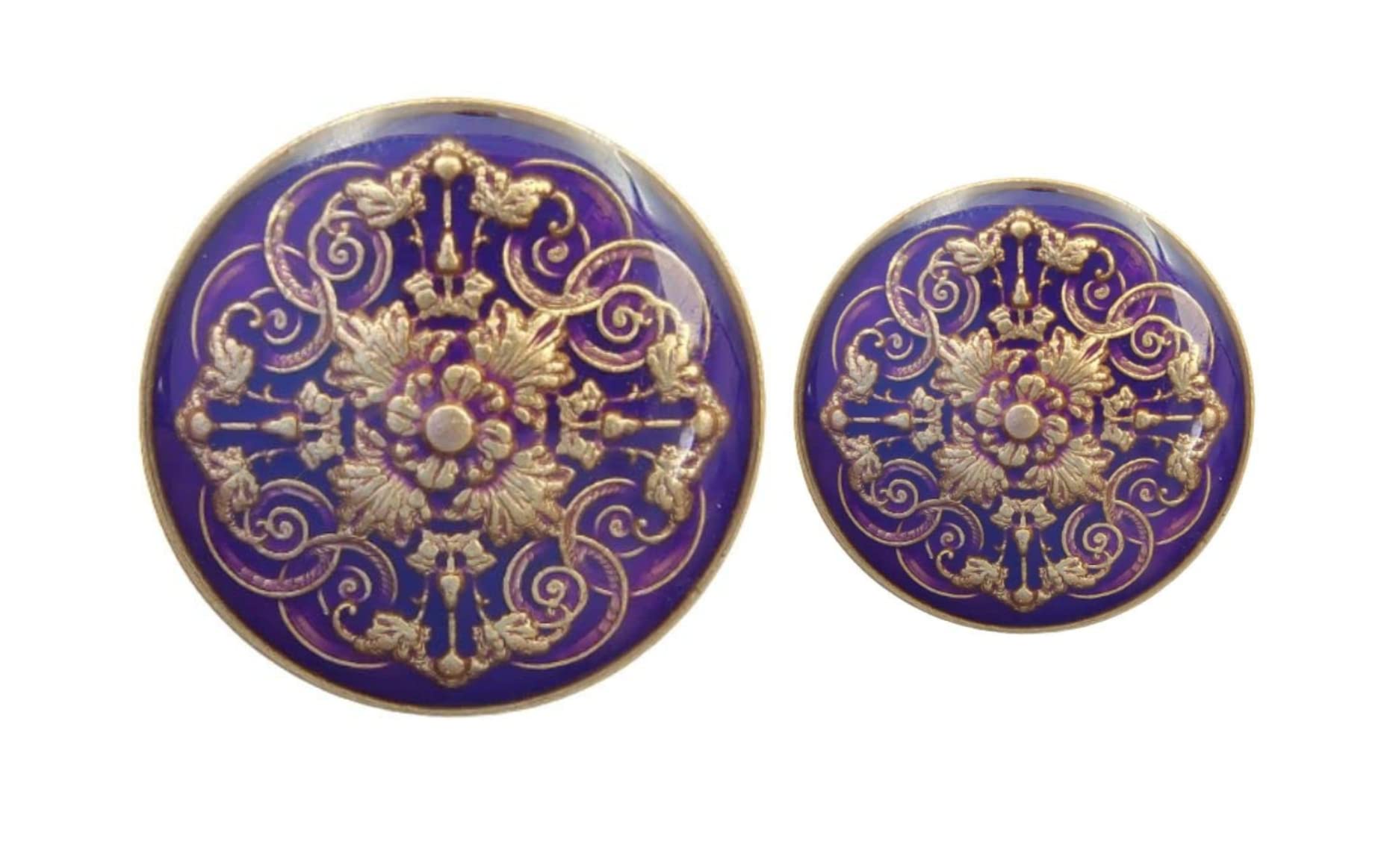 ani accessories Round Lucite Embedded Enameled Lamination Shank Metal Button (Pack of 16) Big and Small Size Pack for Bandhgala Coat Blazer Suits. (Purple)-picture-23