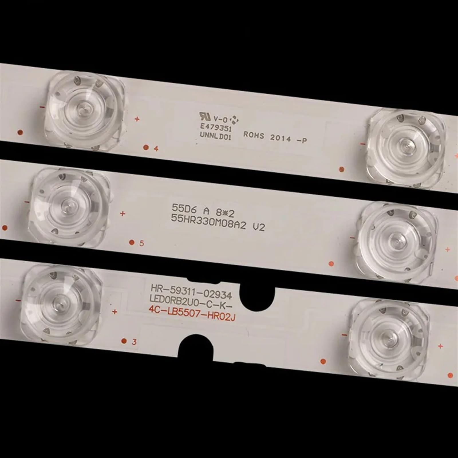 5TV (20 Pezzi) Striscia di Retroilluminazione A LED Compatibile for TCL 55HR330M07B2 55HR330M08A2 V2 55P65US 55U3800C 55P65 55D6 55F6 55L2 4C-LB5508-HR03J PF02J(4PCS(1TV))