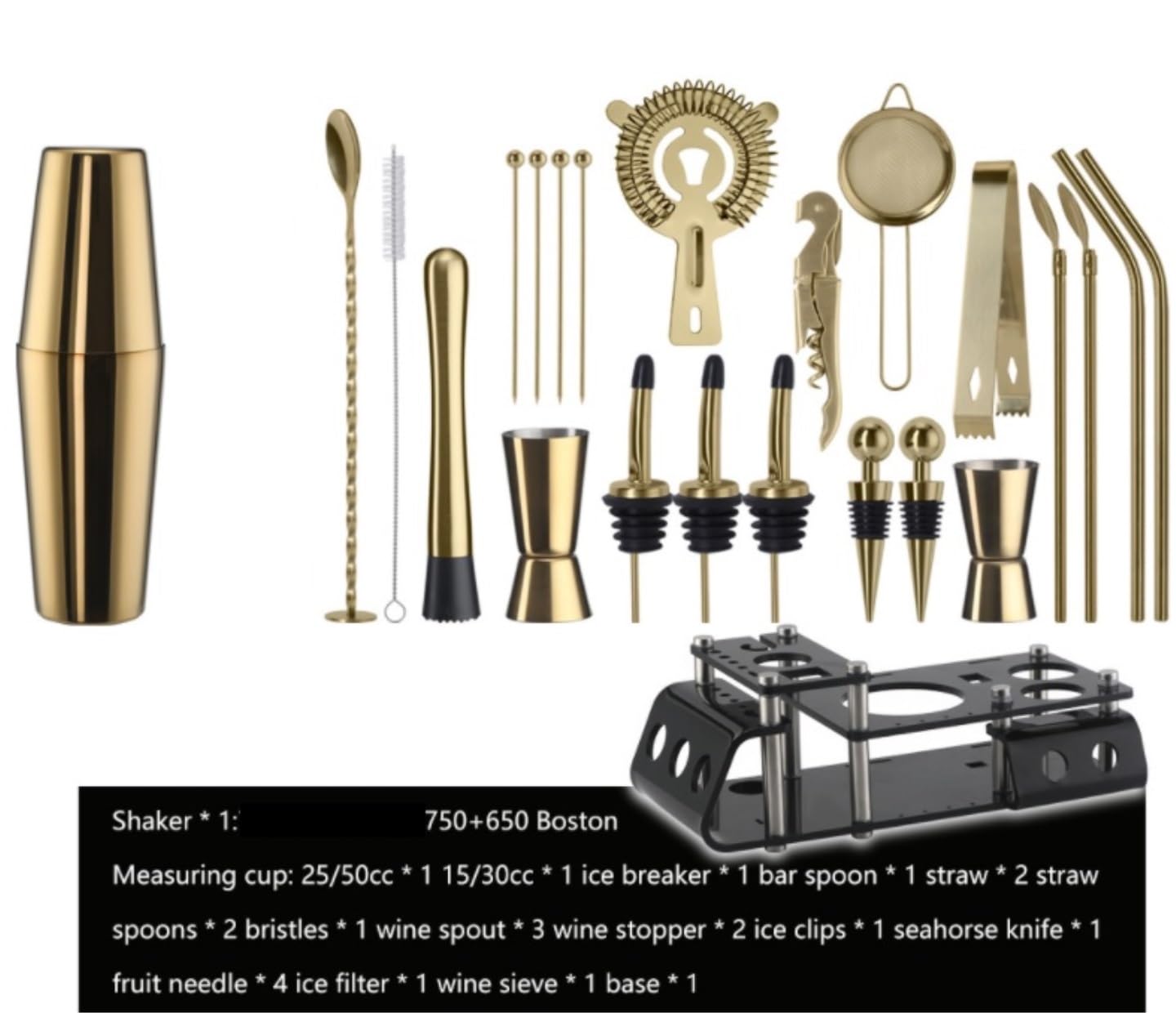 Shaker Cocktail 24PCS Boston Bartender Kit Cocktail Shaker Set per La Miscelazione di Bevande Strumenti da Bar in Acciaio Inossidabile Bar Set(R)