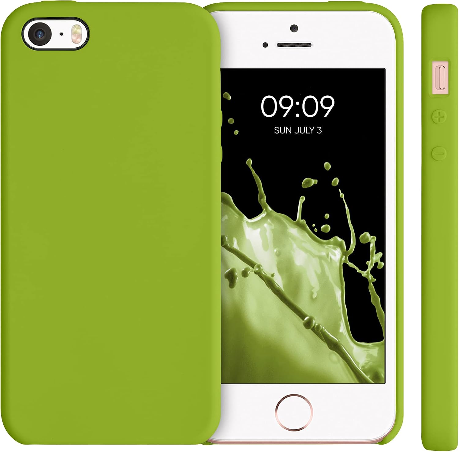 kwmobile Case Compatible with Apple iPhone SE (1.Gen 2016) / iPhone 5 / iPhone 5S Case - TPU Silicone Phone Cover with Soft Finish - Green Peppercorn