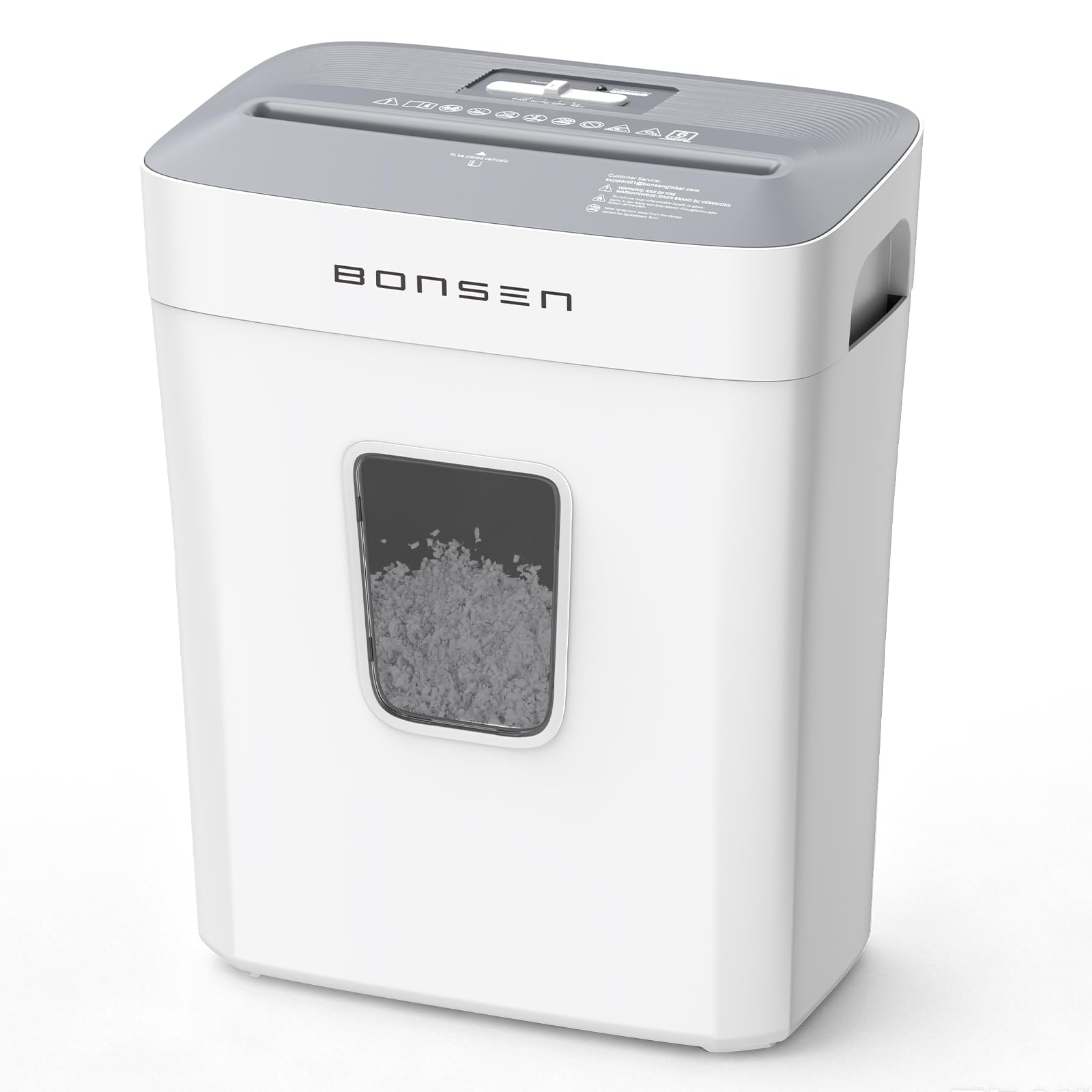 Destructora de Papel microcorte BONSEN P-4 de 6 Hojas, con Papelera de 16L | Destructora de papel y tarjetas de crédito con protección contra sobrecalentamiento, ideal para el hogar y la oficina S5201-W
