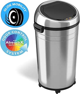 iTouchless 23 Gallon Touchless Sensor Trash Can with Odor Control System & Wheels, 87 Liter Commercial Size Automatic Garbage Bin, Brushed Stainless Steel - coolthings.us