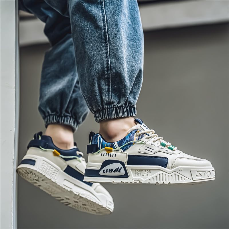 Men's Lace Up Sneakers Comfy Trendy Platform Shoes for Outdoor Walking Jogging Camping, All Seasons3