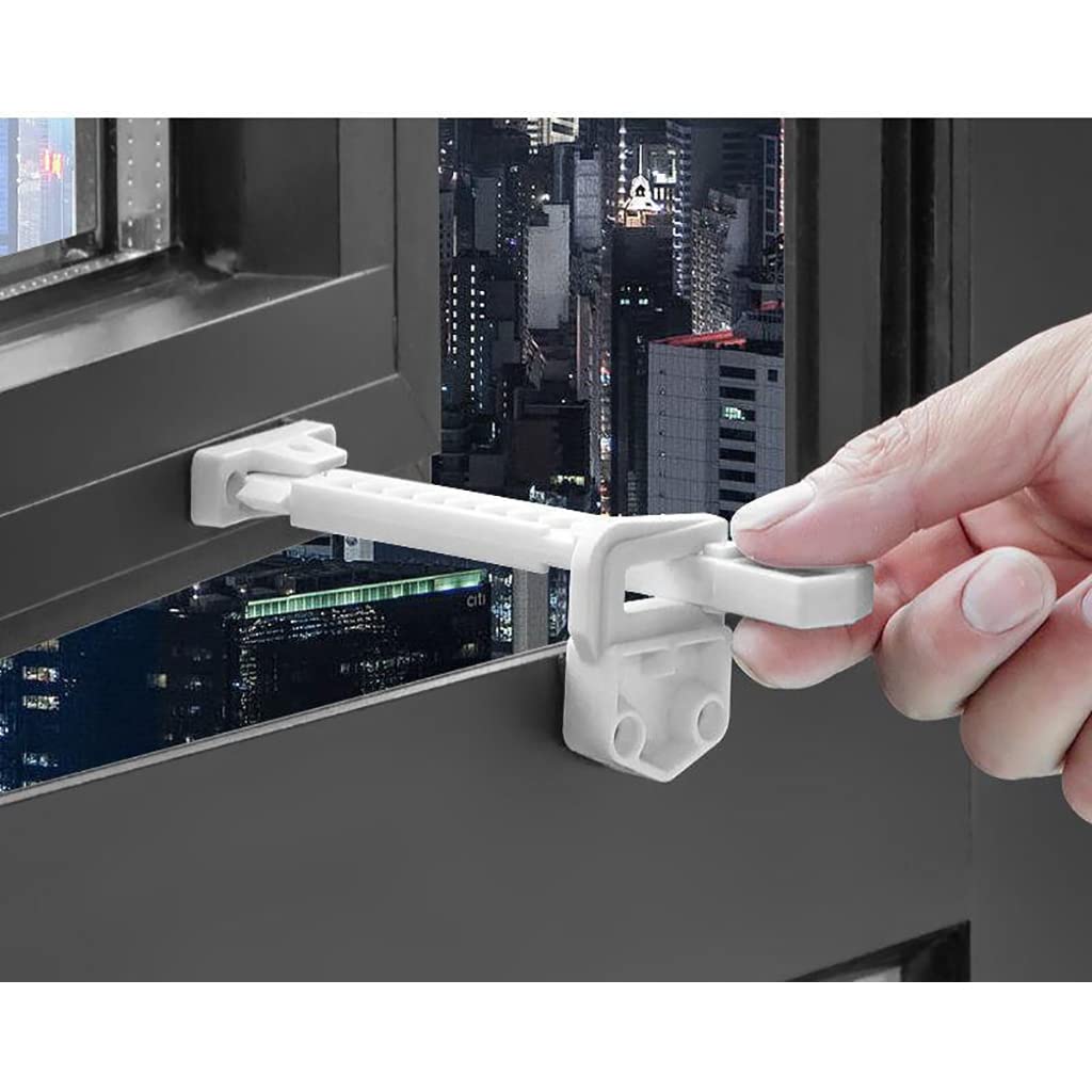 Luminexia 1Pc/2Pcs Serrature di Sicurezza per finestre Serrature autoadesive Regolabili per finestre Limitatore di Sicurezza Protezione antifurto per Sicurezza Bambini Home Office Dormitorio Scuola