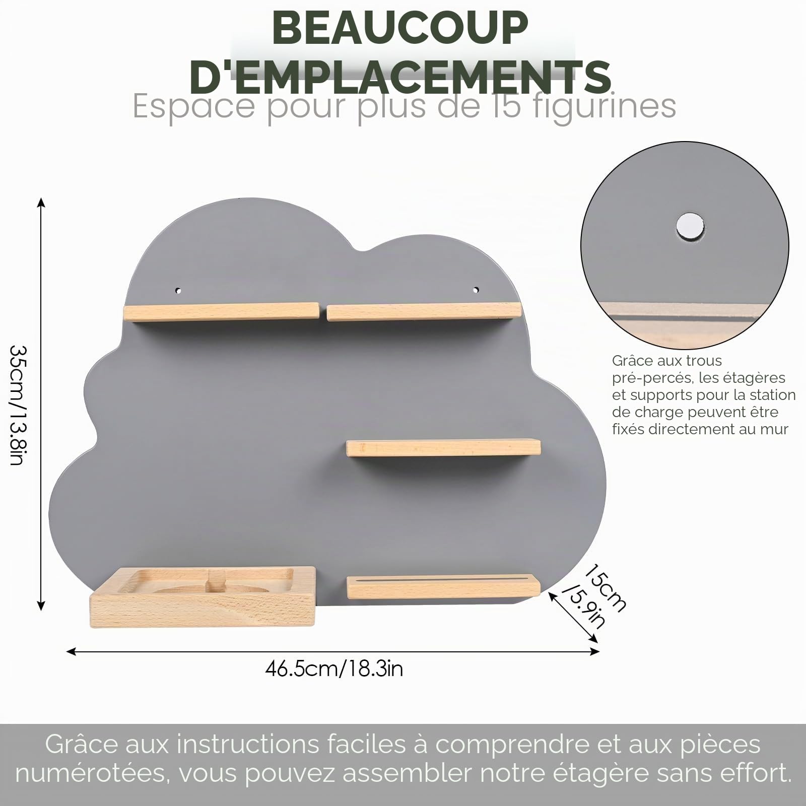 Étagère pour enfant, compatible avec Toniebox et compatible avec Tonies, pour plus de 15 figurines, étagère murale, pour boîte à musique, à jouer et à collectionner, pour chambre d'enfant et de