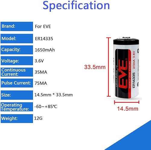 Miniatura 2 de Paquete de 4 baterías de litio primarias ER14335 23AA 3.6V 1650mAh para PC industrial, RAM de computadora, equipo médico